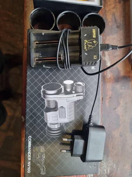 Infrared Night Vision Scope Clip-On, For Sale: R5000

Oneleaf Commander NV100 Infrared Scope Clip On. 

Still in excellent condition. 

RFS: My Scope's turrets are too big and in the way of the IR torch. 

What's included:
-Oneleaf Commander NV100
-Tooling/O-Rings
-3x Rechargable 18650 Batteries
-Charging Station for batteries
-2x Eye relief attachments, 1x long, 1x short. 
-3x Scope adaptors, 42, 45, 48.
-Original box.