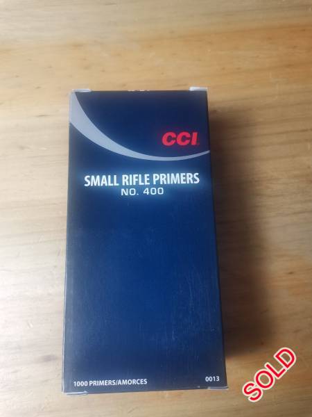 CCI 400 SMALL RIFLE PRIMERS. , Selling my box of 800x cci small rifle Primers. 