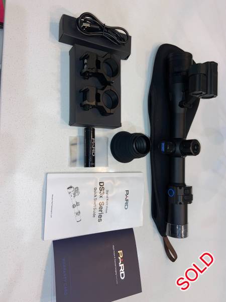 PARD DS35-50 RF, PARD DS35-50 RF Day/Night scope. In an almost brand new condition. All original sticker protectors still on and all original accessories. 
Love the scope just dont have time to put it to its potential. 