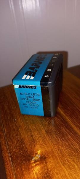 For Sale - BARNES .30 cal 220gr RN Solids, For Sale - BARNES .30 cal 220gr RN Solids
Premium Big Game Hunting bullets
One box of 50qty left
R1950/box
Tel 068 505 5664