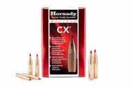 Hornady 308 165gr CX (50), A SOLID breakthrough in Performance!

The CX™ (Copper alloy eXpanding) bullet from Hornady represents the most advanced monolithic hunting bullet on the market. Its optimized design offers extended range performance, greater accuracy, high weight retention, and deep penetration.

Product Features

MONOLITHIC COPPER ALLOY BULLET

One-piece copper alloy won’t separate and delivers devastating terminal performance, deep penetration, and 95% weight retention.

HEAT SHIELD® TIP

The Heat Shield® Tip is made of a heat resistant polymer that resists aerodynamic heating and provides a consistently high BC for the bullet’s entire flight path. The Heat Shield® tip also gives the bullet a perfect meplat (tip) for bullet-to-bullet and lot-to-lot consistency.

OPTIMUM GROOVE GEOMETRY

The grooves on the CX™ bullet maximize aerodynamic performance while effectively reducing bearing surface and fouling.

NONTRADITIONAL OPTION FOR LARGE GAME

Fully California compatible and appropriate for use in other areas that require nontraditional bullets, CX™ provides a great option for everything from medium-size to large game.
