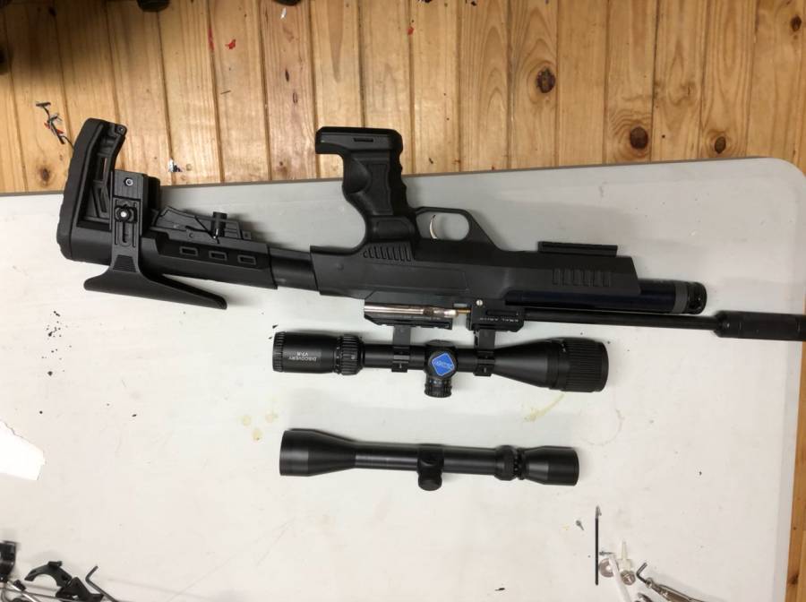 Kral np 01, This guns stock is adjustable and also removable 
comes with carry case silencer magazines and scope (the one on the table in picture) 