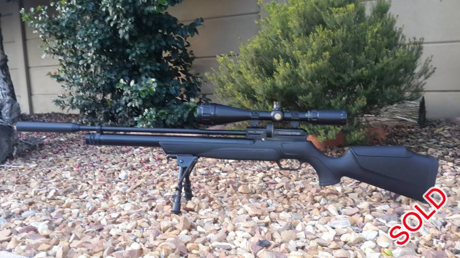 Kral Puncher maxi S, Kral puncher maxi s for sale.
Rifle is about 8 months old and is basically like new. Includes bushnell 6-24 scope, bipod, silencer and a bag. The rifle is quiet and accurate.

Send me a whatsapp if you have more questions. 
R7500 neg.