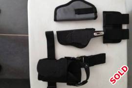 Holsters and mag pouch , 3 x holstets
1 x double mag pouch 
Call or Whattsup 0828516548 