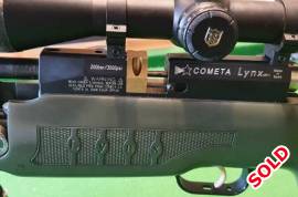 Cometa , Cometa Lynx MKII, in excellent condition for sale, includes bi-pod, silencer, Nikko Stirling Diamond LR 4-16x50 scope and 12 pellet magazine. Recently serviced. 
