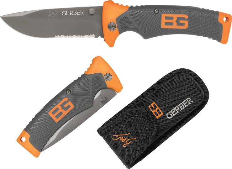 USED GERBER BEAR GRYLLS FOLDING SHEATH KNIFE, Used Bear Grylls Folding Sheath knife.
The Folding Sheath Knife is a compact knife that folds for easy storage and portability. A dual-sided thumb stud makes for easy one-handed opening. Its half-serrated, high-carbon stainless steel blade is ideal for edge retention and cutting rope, and it comes with a nylon sheath. A rubber grip and the lockback feature provide extra safety.




1/2 Serrated high carbon stainless steel drop point blade, ideal for edge retention and cutting rope
Dual-sided thumb stud for easy single-hand opening
Ergonomic textured rubber grip maximizes comfort and reduces slippage
Lock back locks blade securely in place and maximizes safety during closing
Nylon sheath, light weight, military grade, mildew resistant and priorities of survival guide

