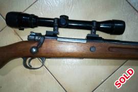 308 Win Mag, 308 Win Mag
Mauser barrel
K98 action
Selling with Target scope, 4 x 32 and sling

New trigger
Grooves for silencer

R4000

Only serious buyers
Contact me on 083 4833 111 
