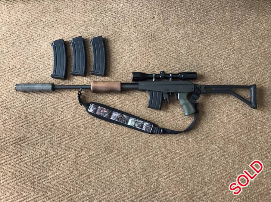 Mr, This is a very nice rifle and extremely accurate, The rifle comes with a fitted silencer and a Pallux 3-9x40 scope, 3 x 30 Round Magazines and 1 x 12 Round Magazine as well as 100 brass cases for reloading and 50 rounds. No special status needed to have this firearm as it is pump action. The rifle will be booked into dealer stock. Please feel free to whatsapp me on 072 610 5791