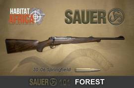 SAUER 101 FOREST 30-06 SPRINGFIELD, Legendary German firm JP Sauer and Sohn are well known for their exceptional rifles. Highest quality craftsmanship combined with ample features and top performance comes standard with all Sauer Rifles. The Sauer 101 Forest 30-06 Springfield rifle is no exception.
The demand from the shooting market is more value for less. The Sauer 101 Range is one of the very best offerings in this class and offers unparalleled quality. Packed with design features based on the legendary 202 and higher-end 404 rifles, the Sauer 101 Forest 30-06 Springfield is as comfortable and accurate as any hunter could ever dream of. Excellent performance is enhanced by exceptional aesthetic and ergonomic refinements, which few other rifles can match especially in this price class.
Weighing in at just over 3.2 kilograms, the Sauer 101 Forest 30-06 Springfield was designed with one idea in mind – HUNTING. The compact dimensions make it an ideal rifle for hard walk and stalk hunting in the Eastern Cape mountains or the Bushveld. Ultimately the pedigree of Sauer Rifles combined with a wide range of calibers and models make it a fantastic choice for any hunter. A rifle truly to be proud of!
