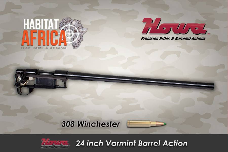 HOWA 24 INCH VARMINT 308 WINCHESTER BARREL ACTION, The Howa 24 inch Varmint 308 Winchester Barrel Action provides the Long Range Hunter and sport shooter with the best of both target shooting accuracy and a very functional hunting rifle. The 24 inch varmint or bull barrel profile provides the extra stiffness. The 24 inch barrel allows for optimum burning of the propellant resulting good muzzle velocity and flatter trajectories. The heavier barrel profile also creates less recoil for absolute target shooting accuracy. It also comes with a forged flat bottom receiver with an integral recoil lug. Howa Barrel Actions are the most popular choice among competition shooters and with the addition of custom stocks and great modularity. The result is a modern rifle with exceptional value for money.