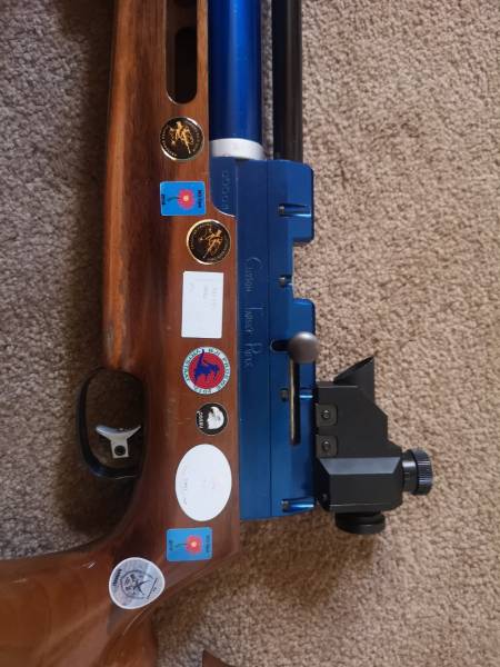 Custom Target Rifle (Left hand), Left hand Custom Target Rifle in good condition.  Build  by Ralph  Badenhorst, Ermelo. My daughter used the  rifle  3 years in a row at the  S.A Championships. Comes with 2 air cylinders,  adaptor, glove,  belt and sights  as per pictures. 