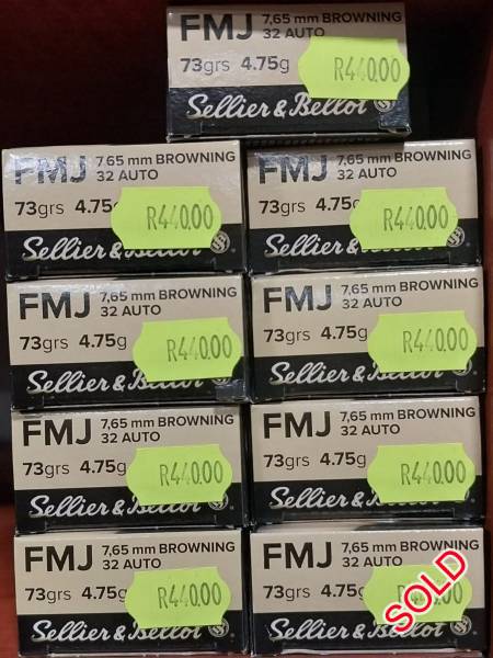 Sellier & Bellot 7.65mm Browning FMJ 73gr, Brand new Sellier & Bellot 7.65mm Browning FMJ 73gr !!!
