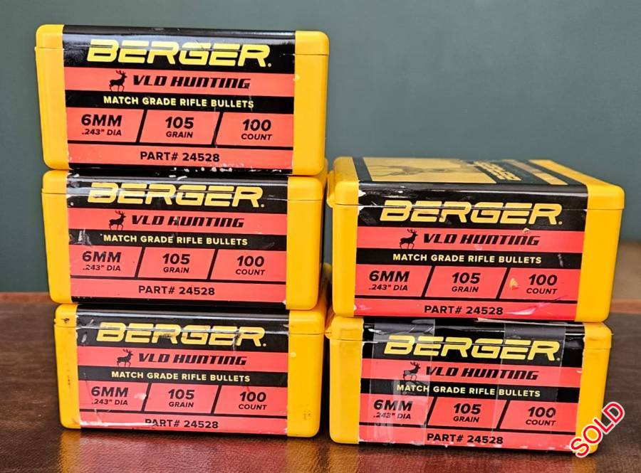 Berger 105gr VLD Hunting , Berger 105gr VLD Hunting 243 Cal - 5 Packs Available (R1350 each)