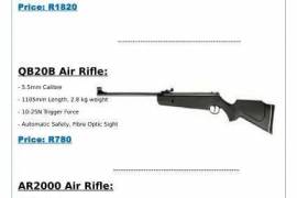 Air Rifles, - 5.5mm Calibre
- 1105mm Length, 2.8 kg weight
- 10-25N Trigger Force
- Automatic Safety, Fibre Optic Sight