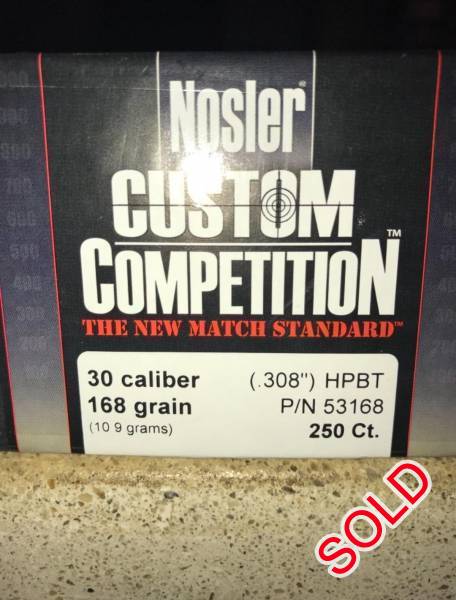 Nosler Custom Comp 168 .30cal, .30 Custom Competition 168gr - 250ct