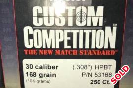 Nosler Custom Comp 168 .30cal, .30 Custom Competition 168gr - 250ct