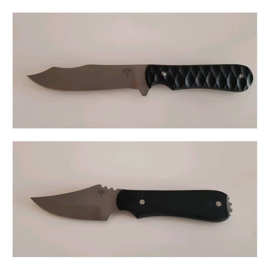 2x Xavier Knox fixed blades , 2x brandnew Xavier Knox fixed blades both with kydex holsters. 1 is double edged blade and the other is custom. Both are N690 steel and heat treated. 