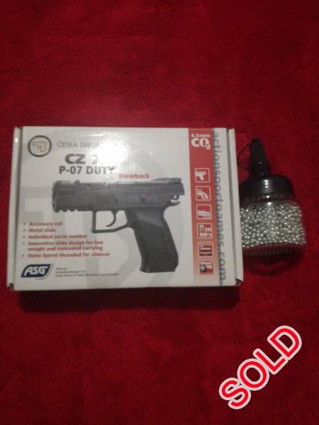 ASG CZ 75 P-07 Duty Blowback - 4.5 mm Steel BB, ASG CZ 75 P-07 Duty Blowback 4.5 mm steel BB
Condition: hardly used
Comes with box, Manual, approx 1500 bb and 6 gas cartridges
price is slightly negotiable. 