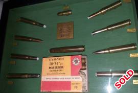 Mauser collection, There are ten deactivated Mauser calibres in this awesome frame. Perfect Mancave gift for the person who has everything. R850.
