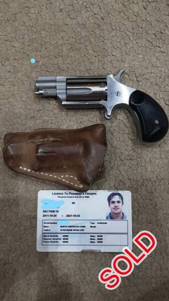 .22 mag NAA REVOLVER FOR SALE, 22mag NORTH AMERICAN ARMS revolver. IDEAL CONCEAL WEAPON
FIREARM WILL BE PLACED IN STORAGE AT GUNSHOP.
PLEASE CALL ME ON 0825678437
 