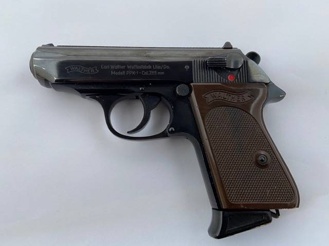 WALTHER PPK 7.65mm PISTOL, German manufactured 7.65mm 7-shot double-action pistol. The pistol is in very good original condition with the original grips. Shows very, very little holster wear.


