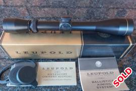 LEUPOLD VX1 3-9X40 LR DUPLEX, I have this beautiful Leupold 3-9x40 LR duplex for sale.
There are litterally no scratches on this scope and comes with lense covers, the box and all of the necessary books explaining how the scope and reticle works. The scope is spotless with no ring / mount marks.
The only reason for selling is due to an upgrade. I however have no use for the scope anymore. The scope can easily be used up to 300 meters with the milldots on the reticle.
Please email me anytime if you have more questions.
