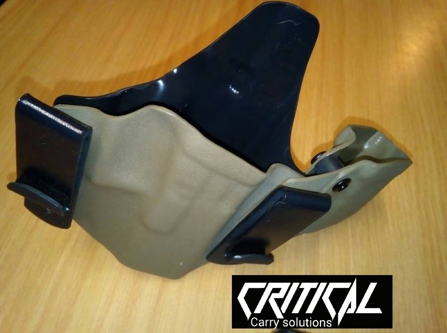 Critical appendix carry rig, CRITICAL  Appendix sidecar holster
In single color or 2 tone.
Hi rise backing for comfort.

Available with S clips or J clips

Mag carrier can be detached and carried solo with holster.

GLOCK 17/19/21/22/23/36
CZ 75 PO7 DUTY
Sig p320
Sig 2022
Sig 226
Taurus pt111 g2

CAN BE MADE IN CAMMO!!!

R850.00 INCLUDING SHIPPING