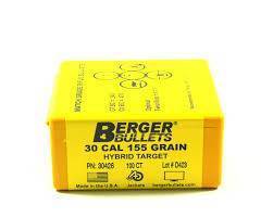 BERGER .30 CAL 155GR HYBRID TARGET BULLETS, Berger 30 Cal 155gr Hybrid Target Bullets
Boxes of 100 bullets
20 boxes available
Postage for the account of the buyer 