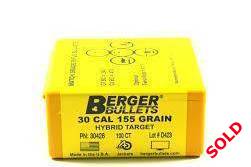 BERGER .30 CAL 155GR HYBRID TARGET BULLETS, Berger 30 Cal 155gr Hybrid Target Bullets
Boxes of 100 bullets
20 boxes available
Postage for the account of the buyer 