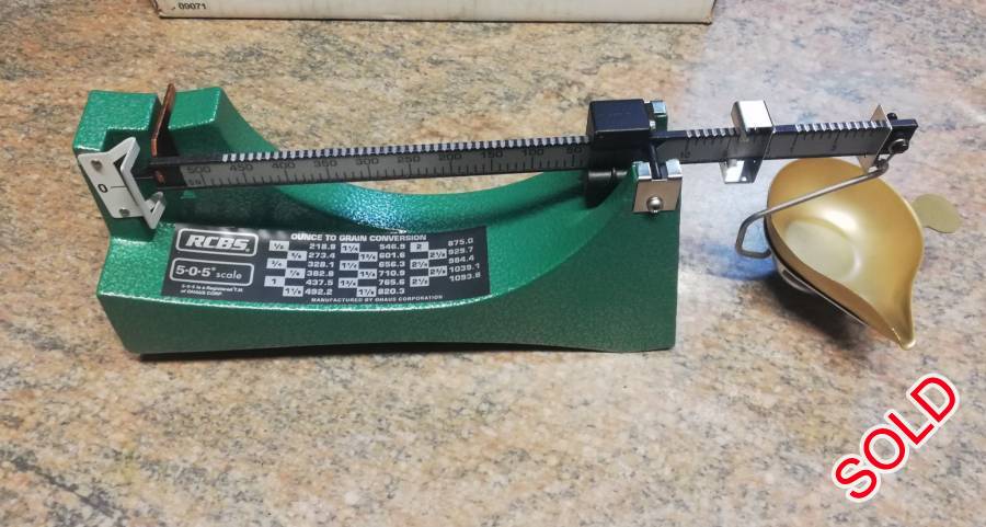 New Rcbs 505 reloading scale , New unused RCBS 505 scale weigh up to 511grains.
Shipping: Collection from myself in Boksburg or Postnet 2 Postnet on buyer's account. 