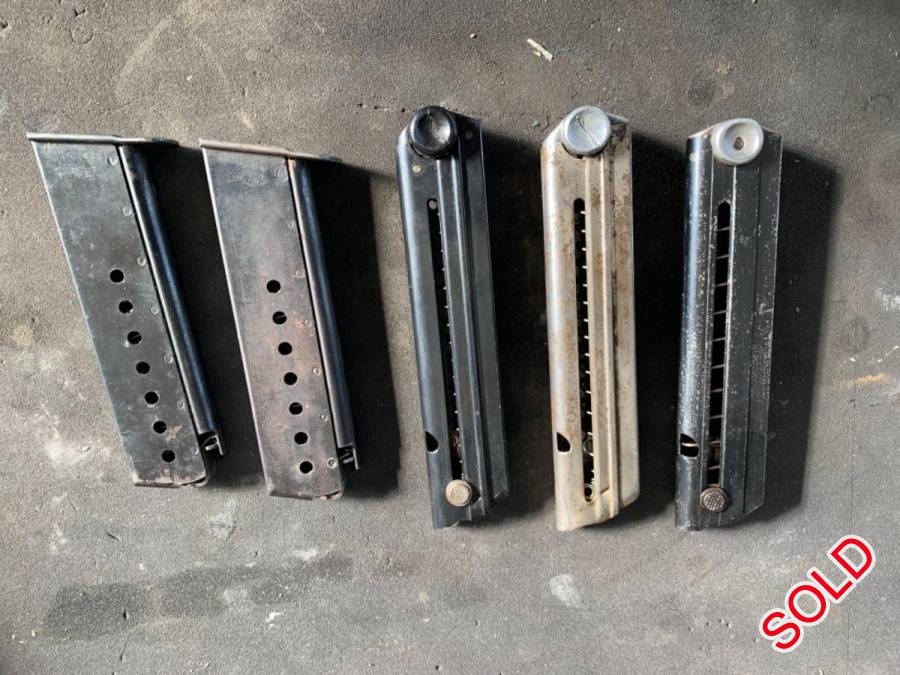 Walther, Luger magazines for sale, 2x Walther magazines -R250.00 each
ans 3xLuger magazines R300.00 each
contact Charl @ 0832166891
