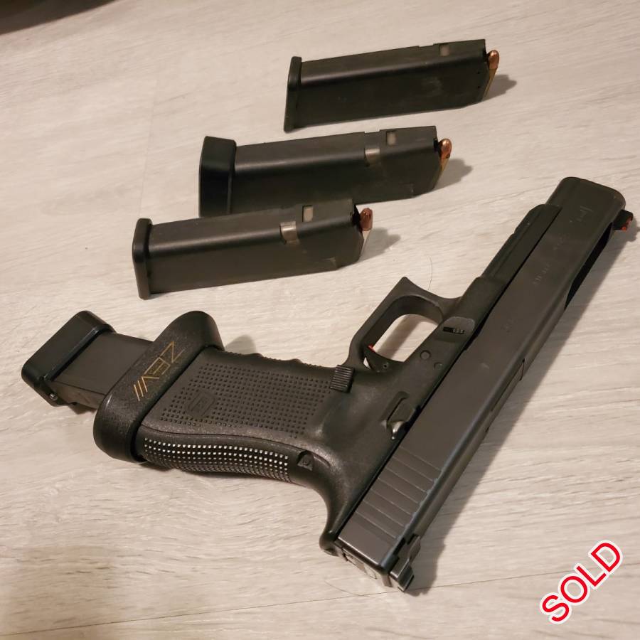 glock 34 gen4, glock 34 gen4 used in IPSC standard division comes with 4 mags. triger system replaced with better much lighter trigger with red optical site
