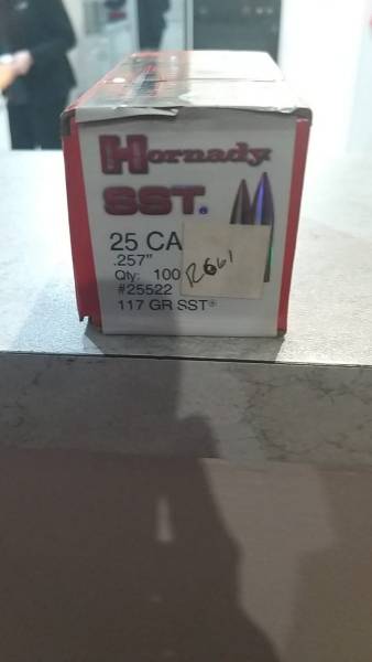 Hornady 25 Caliber 117gr SST, Hornady 25 Caliber 117gr SST
Open box with 59 units