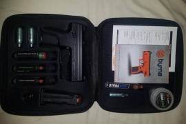 BYRNA HD Self Defence Pepper Ball CO2 gun, Im selling my Byrna. Excellent condition. 4 gas cylinders, 23 pepper projectiles, 20 solid projectiles, 2 magazines, carry case - NO LICENCE REQUIRED