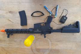 Lancer tactical m4 airsoft electric, Lancer tactical m4 ar plastic airsoft with battery and charger etc used since december 2021
owner immigrating 