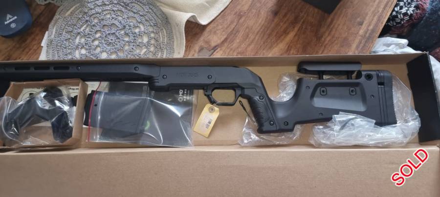 MDT XRS chassis for Howa, Never been used, bought it for my new Howa, but there are issues with my license application getting lost, etc. So I doubt I will get my gun this year. So I am selling this for the time being, never been used once, the mag etc is still in its plastic.