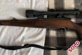 30-06 Steyr Mannlicher Luxus, Good condition. Comes with large square metal rifle case and a Swarivski Habicht 6x42 scope.