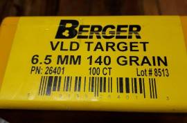 Berger VLD Target 6.5mm 140 Grain bullets for sale, Hi.Have these berger bullets for sale.Never been opend.I dont use this brand.Two boxes(200)avalible.