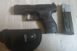 WALTHER PPQ, Great gun for self defense,
Comes with the option of pepperballs
​​​​​​Great accuracy and firing power
Do some research on the model. 
Its only been fired a number of times. 
​