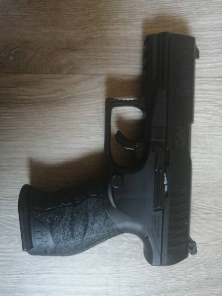 WALTHER PPQ, Great gun for self defense,
Comes with the option of pepperballs
​​​​​​Great accuracy and firing power
Do some research on the model. 
Its only been fired a number of times. 
​