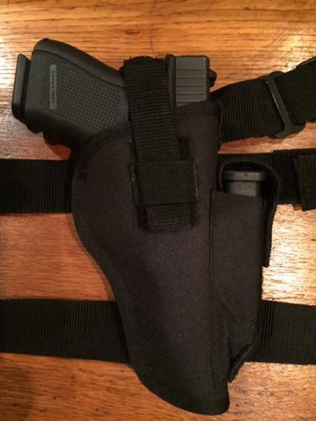 Glock Holsters, Numerous holsters to fit Compact model Glocks (19, 23 etc). All mostly like new. The ones showing use from R100. The G-Code best offer on R1000. Fobus R300, Moonbag type (make an offer). Shoulder holsters (offers). Bandolier holster for 61/2
