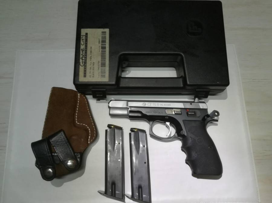 Cz 75B for Sale, Cz 75B in excellent condition for Sale for R7750. Gun has rarely been shot and has probably only fired 500 rounds maximum in all these years. One owner since new.
Comes with original plastic case and 2 mags plus a horse hide IWB holster and hogue wraparound rubber grips. Slide has been satin Nickle plated. 
Will throw in 100 rounds of range ammo.
Please contact me on: 081 043 9690 