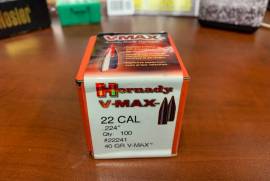 .224 Hornady v-max 40gr bullets gor sale, Selling .224 (22 CAL) bullets Hornady V-Max 40gr, 100ct - In original box (R350) onco

