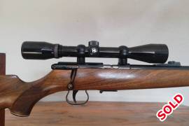 Krico .22LR, .22LR Krico 5 shot rifle in as good as new condition with Bushnell 4 x 38 scope,fired less than 500 shots at R6000
No dings or scratches on stock
Contact Francois at 0849099317

