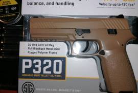 Sig Sauer P320 Semi Auto for Sale, rEDUCED FROM R3800 to R2200 

SIG Sauer P320 Pellet Pistol Features


Uses a 12-gram CO2 cartridge
Semi-auto
30rd rotary mag
Manual safety
Fixed white dot sights
Blowback
Metal slide
Polymer frame
Weaver/Picatinny accessory rail
Same styling and also trigger pull as P320 firearm

Specs




ManufacturerSIG Sauer
Caliber0.177 cal
Velocity450 fps
ConditionNew
ActionSemiautomatic
Barrel StyleRifled
BlowbackYes
Fire ModeRepeater
Gun Overall Weight 1.81
Overall Length8
Loudness2-Low-Medium
MechanismCO2
SafetyManual
Front SightsBlade
Rear SightsFixed
Shots per Fill30


Additional extras:
2x 20round magazines. 
10 co2 12gm canisters
1x Leg Holster