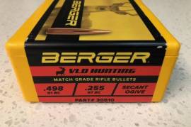Berger VLD Hunting bullets, Berger VLD Hunting Bullets, 168 grain .30 Calibre.  Postage for purchaser's account.