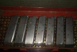 M1911A1.45 Magazines , 7X Colt M1911A1 45ACP Magazines with leather drop bolsters for sale. R5​​50 Each. 
 