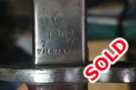 1907 Wilkinson Bayonet, We have another bayonet for sale, we have no use for it. Been stored in safe for all these years and think it needs a collectors home and care. It has no Sheath so it's only the bayonet.