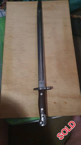 1907 Wilkinson Bayonet, We have another bayonet for sale, we have no use for it. Been stored in safe for all these years and think it needs a collectors home and care. It has no Sheath so it's only the bayonet.