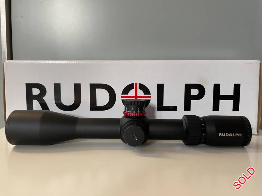 RUDOLPH VH 3-16X42mm T8 FFP IR - FOR SALE R10 000, 
Well looked after & very good condition. 
No scratches on lenses. Minor cosmetic scratch on paralax adjustment knob only.
Packed in original packaging, including all accessories, including sun shade.
R10 000.00. Priced to sell.

Courier cost included within South Africa.

Contact:
0823034841 or dw@nelltech.co.za
 